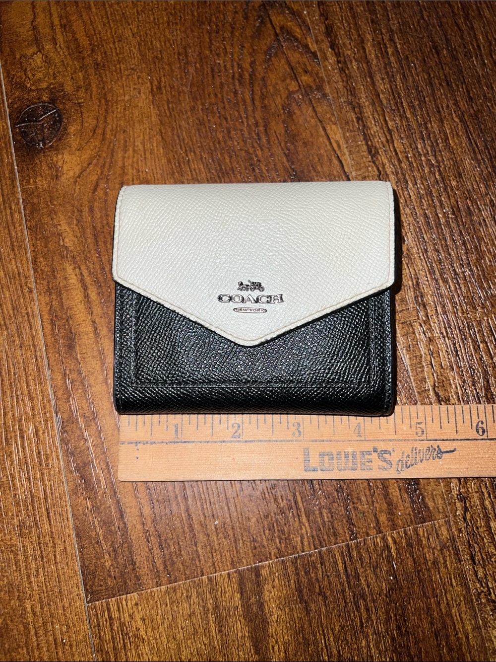 Coach Luxury Colorblock Black White Leather Chic Pink Trifold Wallet Preppy Y2K - Picture 8 of 9